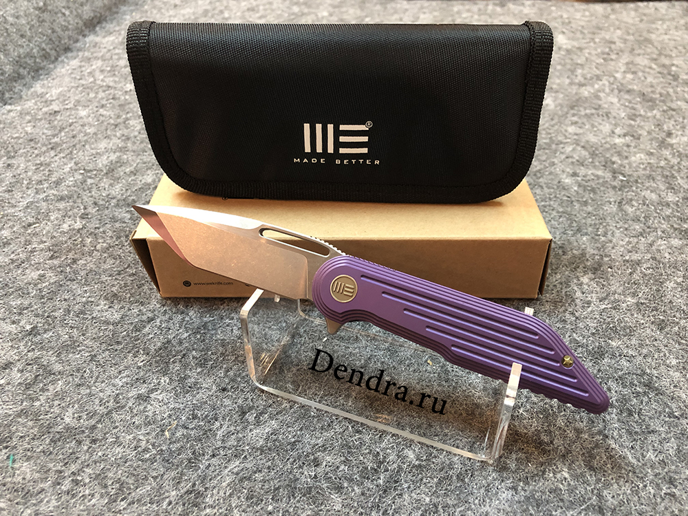 Нож складной, сталь Bohler M390, длина клинка 81 мм, рукоять титан, цвет фиолетовый, клипса, замок f