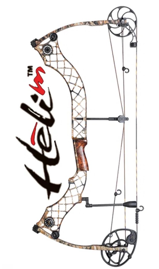 Лук блочный "Heli-M", начальная скорость 332 фут в сек, сила 60lbs, длина натяжения 28", сброс 80%,