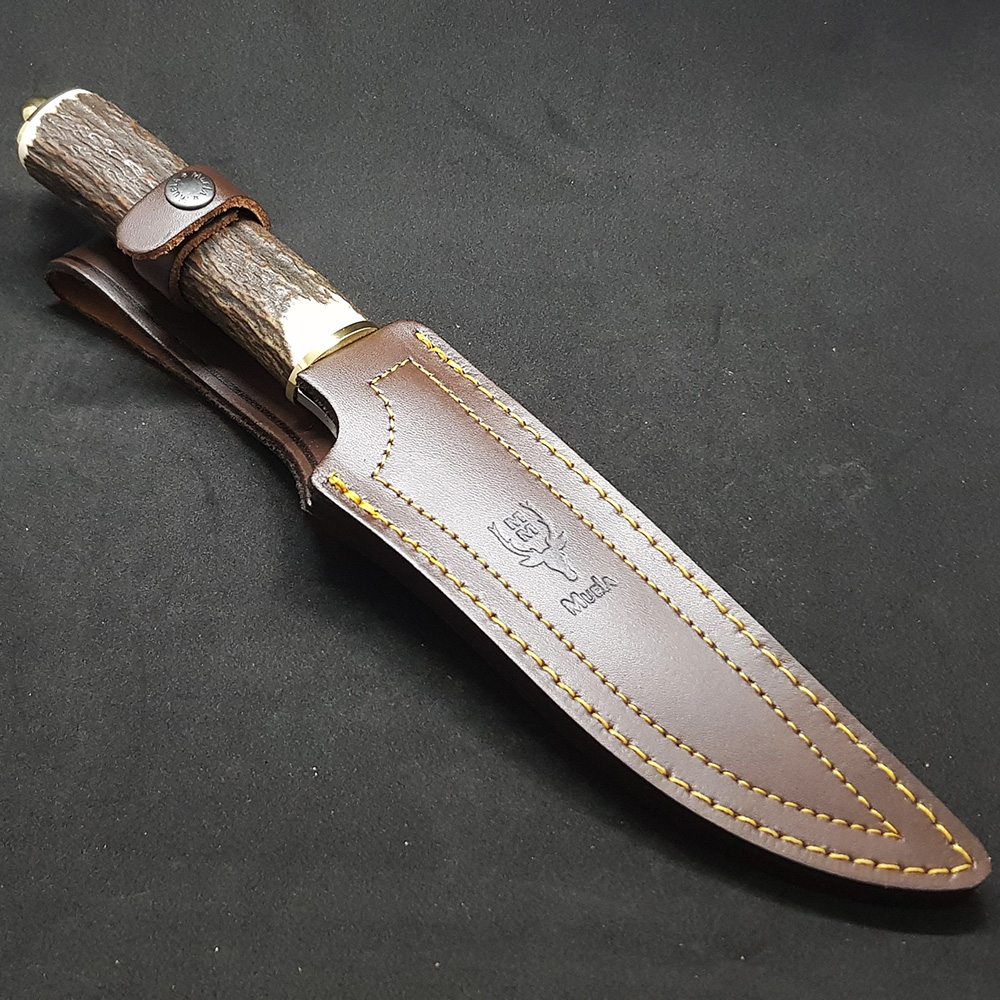 Нож "MAGNUM" с фикс клинком длиной 19 см, рукоять рог оленя, ножны кожа