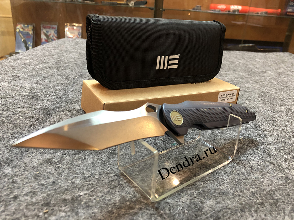 Нож складной  612D, цвет синий, сталь CPM-S35VN, длина клинка 101 мм, рукоять титан, frame-lock