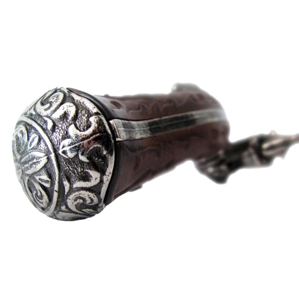 Пистолет кремневый двуствольный, репродукция с кремневым замком, из дерева и металла с имитацией гра