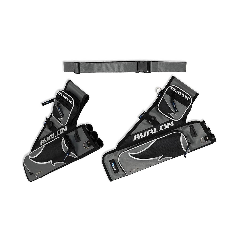 Кивер-колчан AVALON CLASSIC поясной для стрел, 3 трубки, 2 кармана, правый, ремень в комплекте, цвет