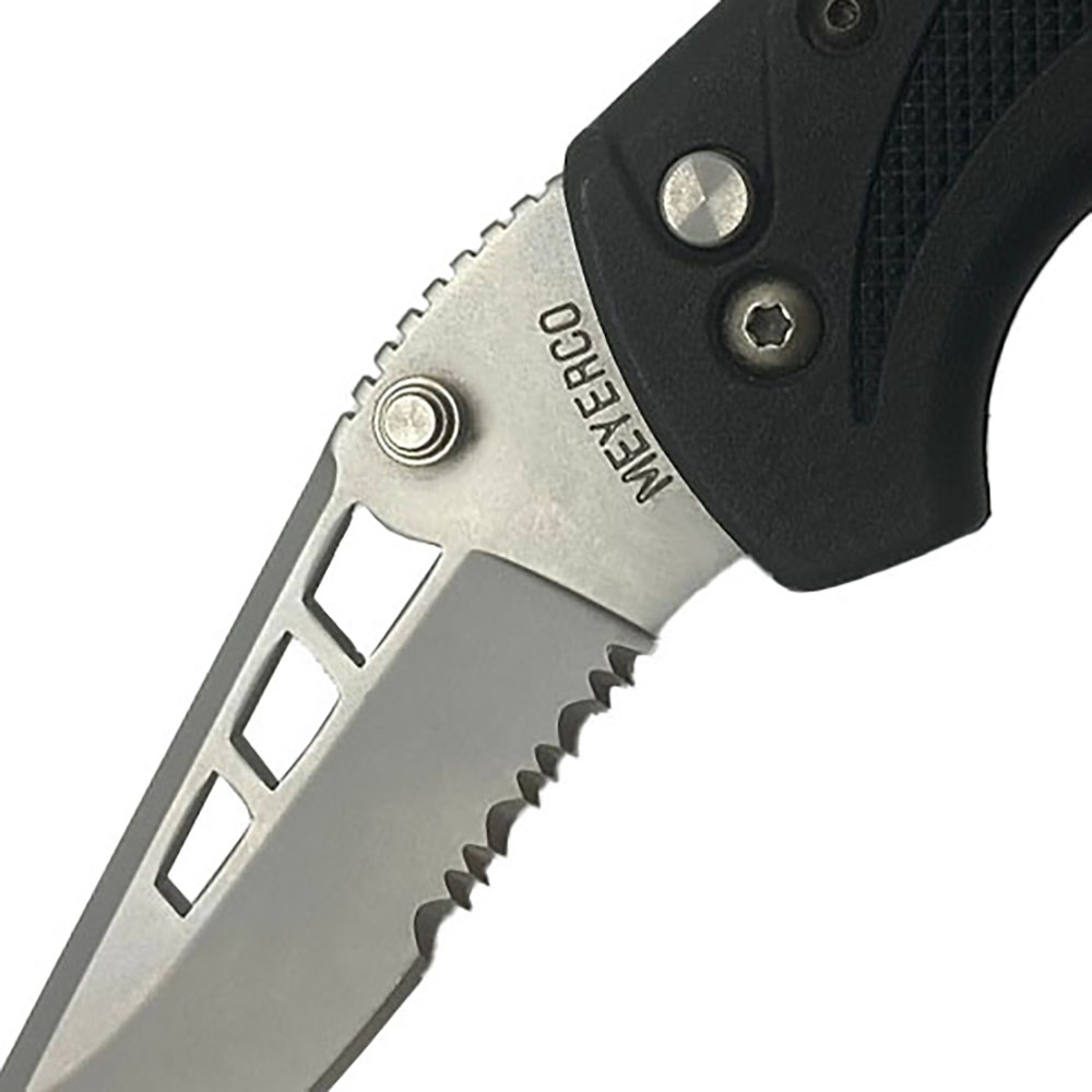 Складной нож "STINGRAY", серрейтор, рукоять черная фиброрезина, рефленный упор