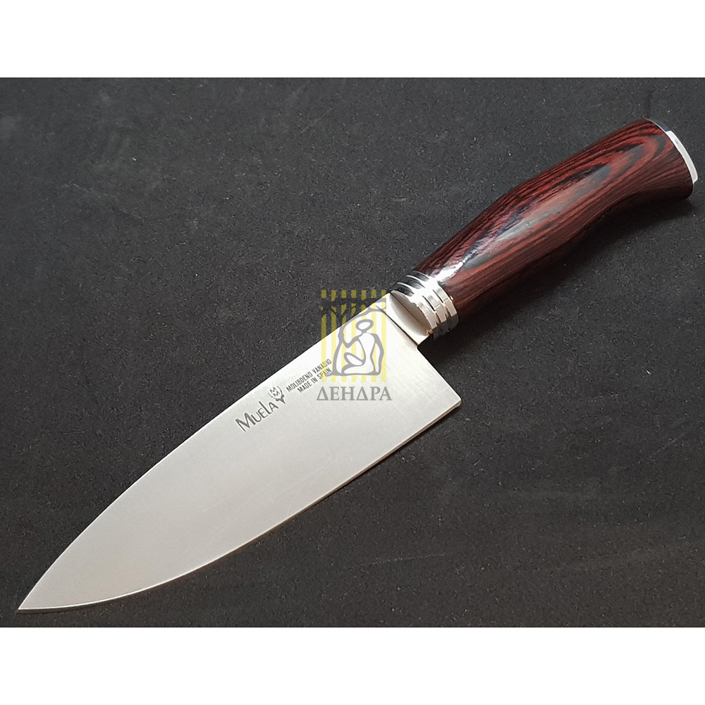 Нож серии "CS" с фикс клинком длиной 15 см, рукоять красная микарта, ножны кожа