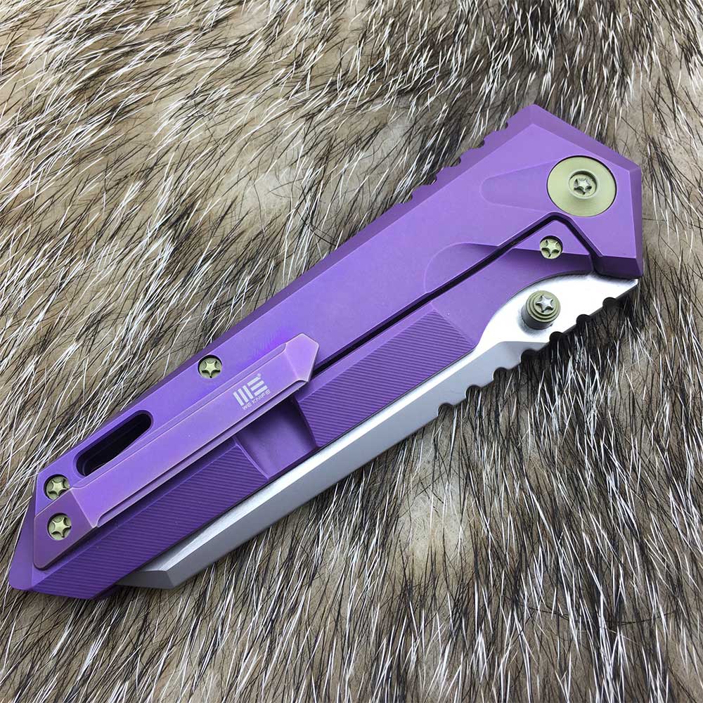 Нож складной, сталь CPM-S35VN, длина клинка 104 мм, рукоять титан, цвет фиолетовый, клипса, замок fr