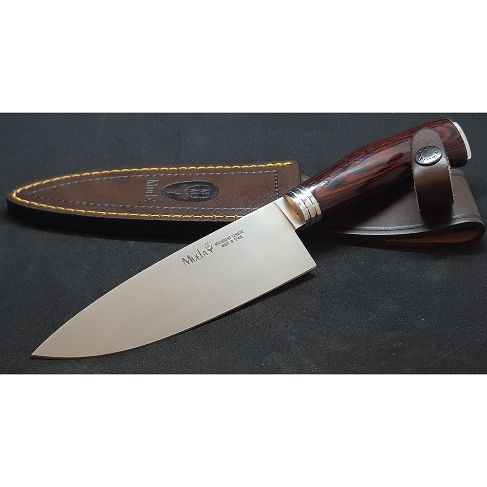 Нож серии "CS" с фикс клинком длиной 15 см, рукоять красная микарта, ножны кожа