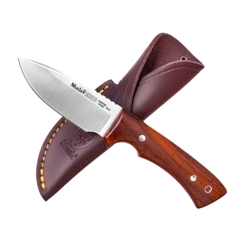 Нож "RHINO" с фикс клинком длиной 9 см, рукоять черная микарта, ножны кожа