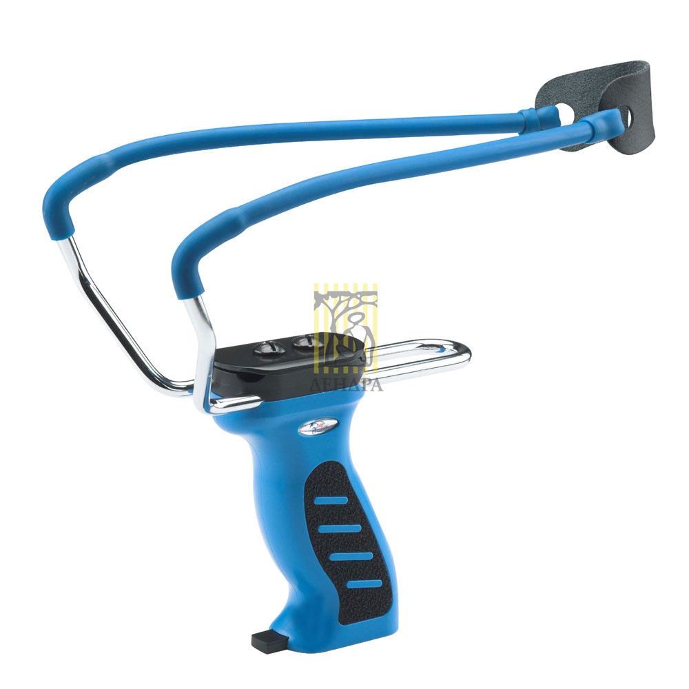 Рогатка без упора, рукоять пластик с металлическим элементом для крепления жгута, магазин для шарико