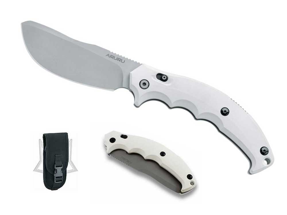 Нож Aruru складной, сталь N690Co, твердость 58-60 HRC, рукоять пластик, белая