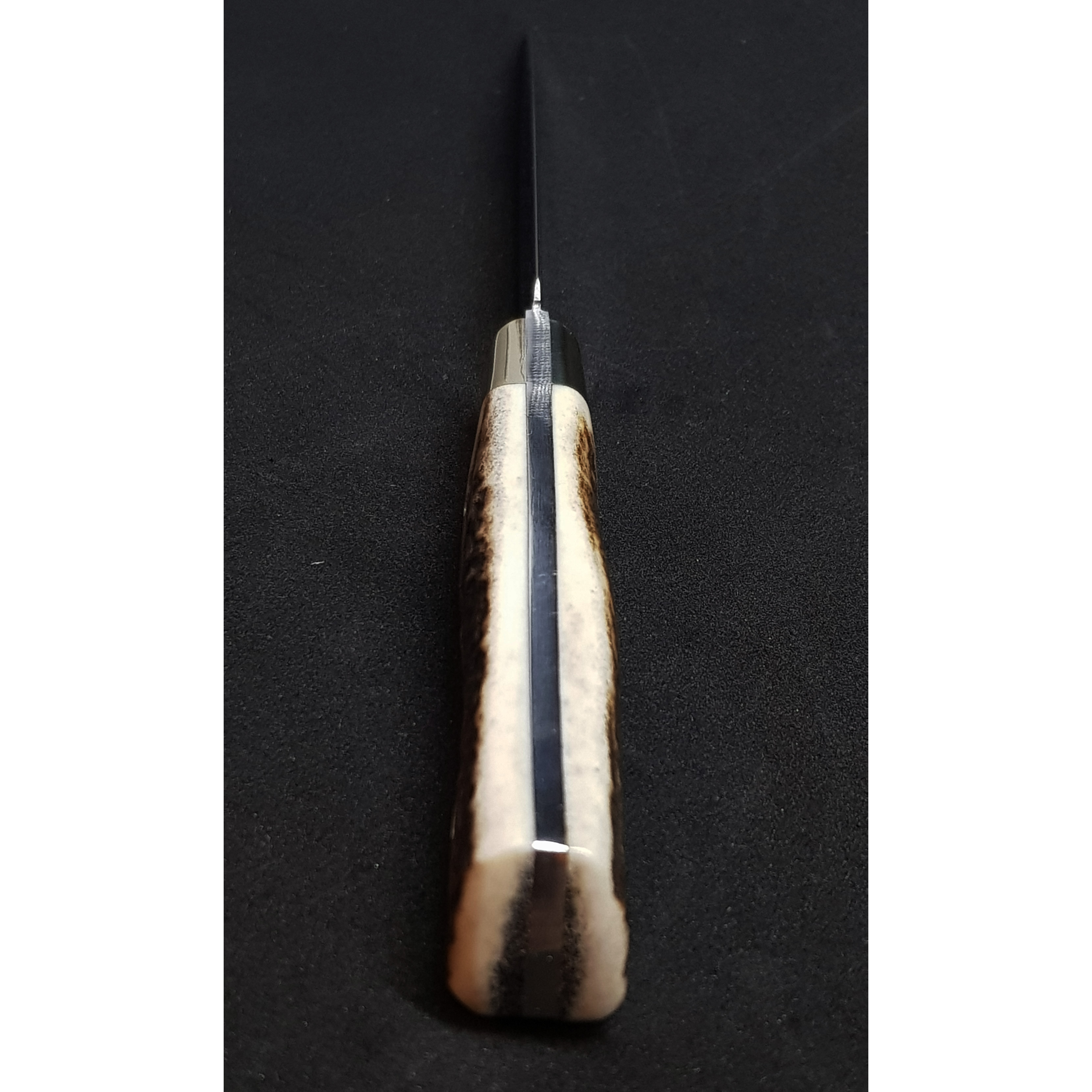 Нож "MA" с фикс клинком длиной 10 см, рукоять рог оленя, ножны кожа