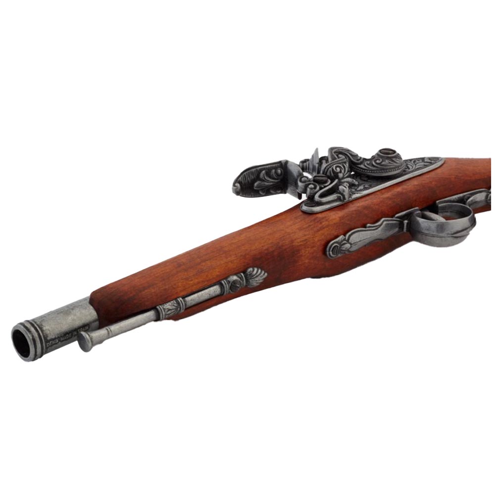 Кремневый пистолет из металла и дерева с имитацией механизма заряжания и стрельбы,18 век, длина 38,5