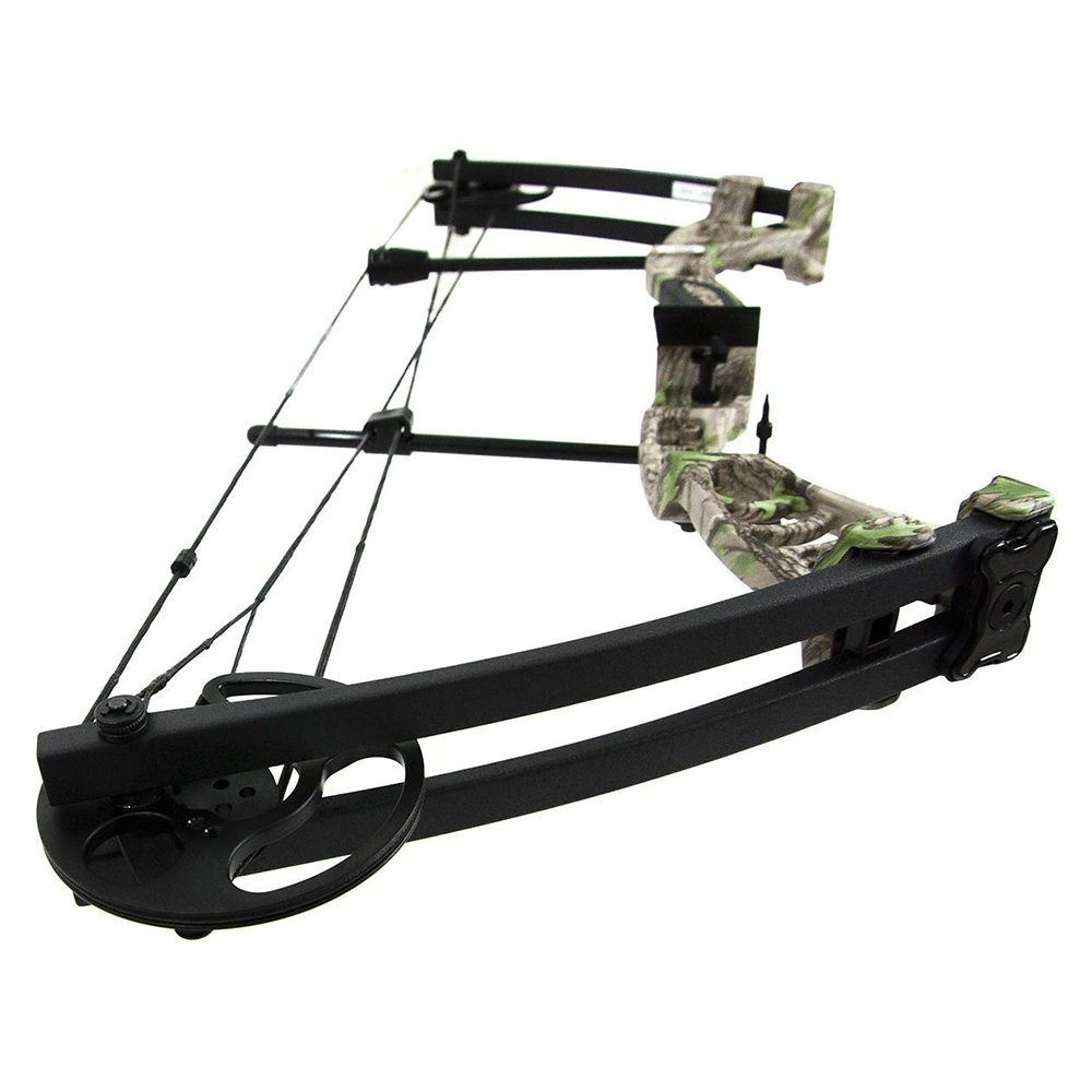 Лук блочный, сила 55 Lbs, с комплектом аксессуаров: 2 алюминиевые стрелы, прицел, полочка, релиз, пе