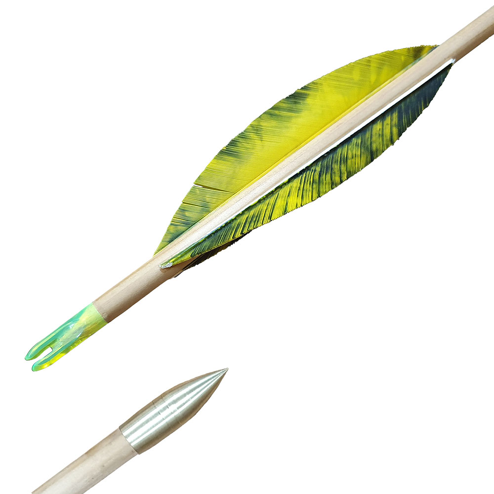 Подарочная деревянная стрела с золотым наконечником на подставке