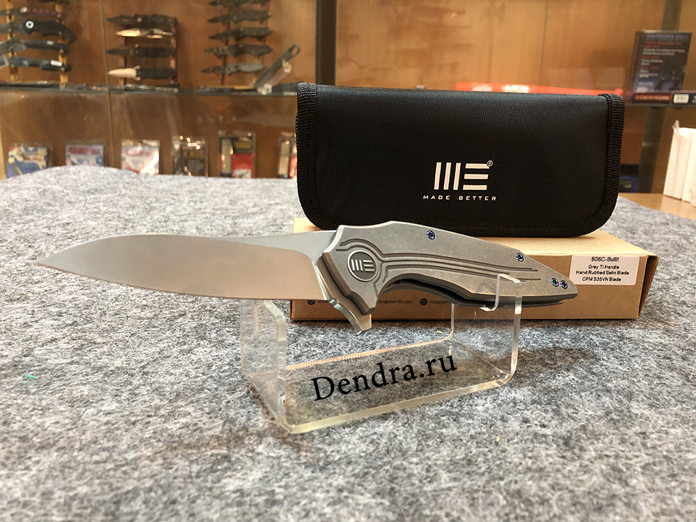 Нож складной Bullit 806C, цвет серый, сталь CPM-S35VN, длина клинка 88,9 мм, рукоять титан, frame-lo