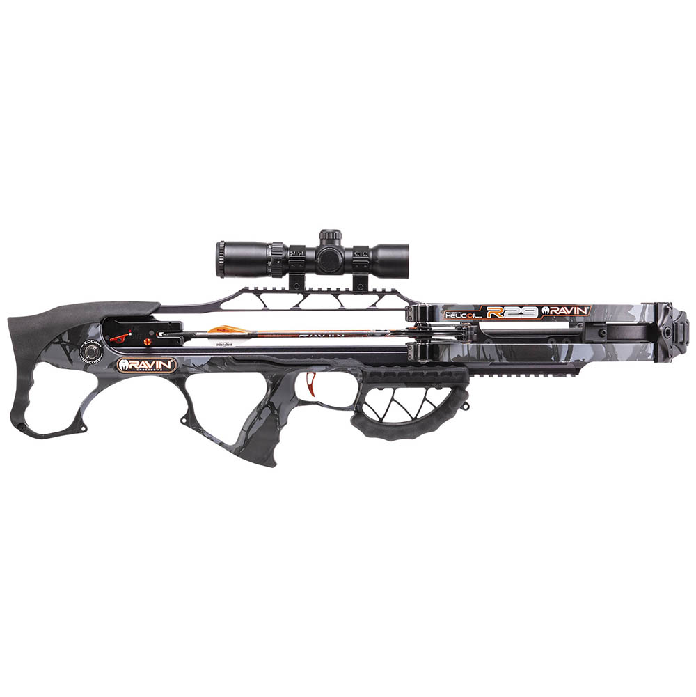 Арбалет блочный Ravin R29, скорость 430 ф/с (131 м/с), ширина 15 см (взвод), ход тетивы 31,8 см, в комплекте