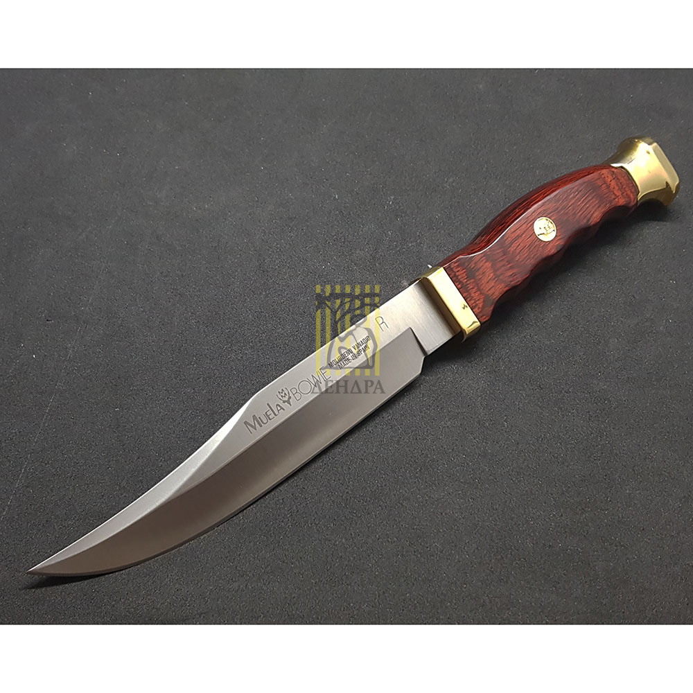 Нож "BOWIE" с фикс клинком длиной 16 см, рукоять Pakka wood, ножны кожа