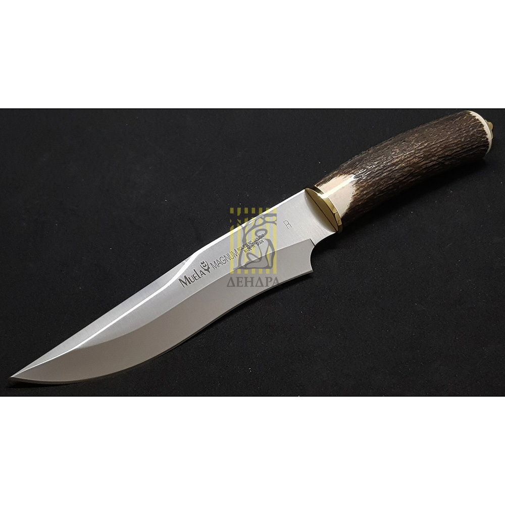 Нож "MAGNUM" с фикс клинком длиной 19 см, рукоять рог оленя, ножны кожа