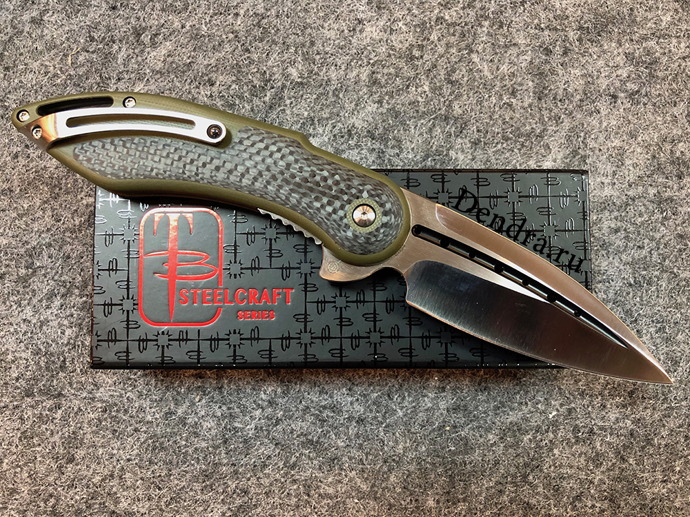 Нож Glimpse 7.0, сталь CPM-S35VN, длина клинка 3.750″, сатин, рукоять G10/карбон,зеленая, дол