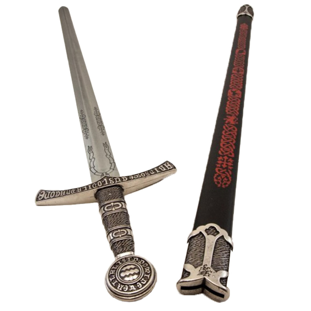 Средневековый меч, Франция, XIV век, металлическая  рукоять, пластиковые ножны, цвет черные с красны