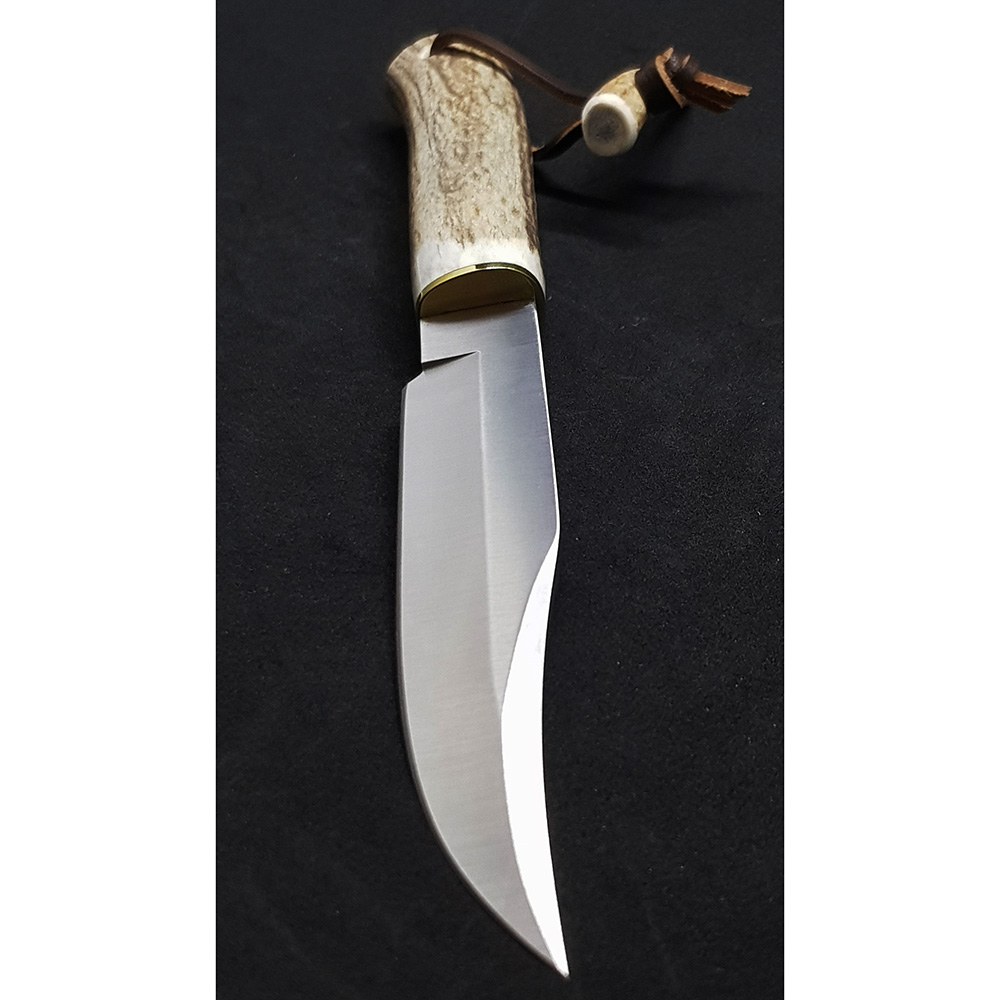Нож "GRED" с фикс клинком длиной 16 см, рукоять рог оленя, ножны кожа