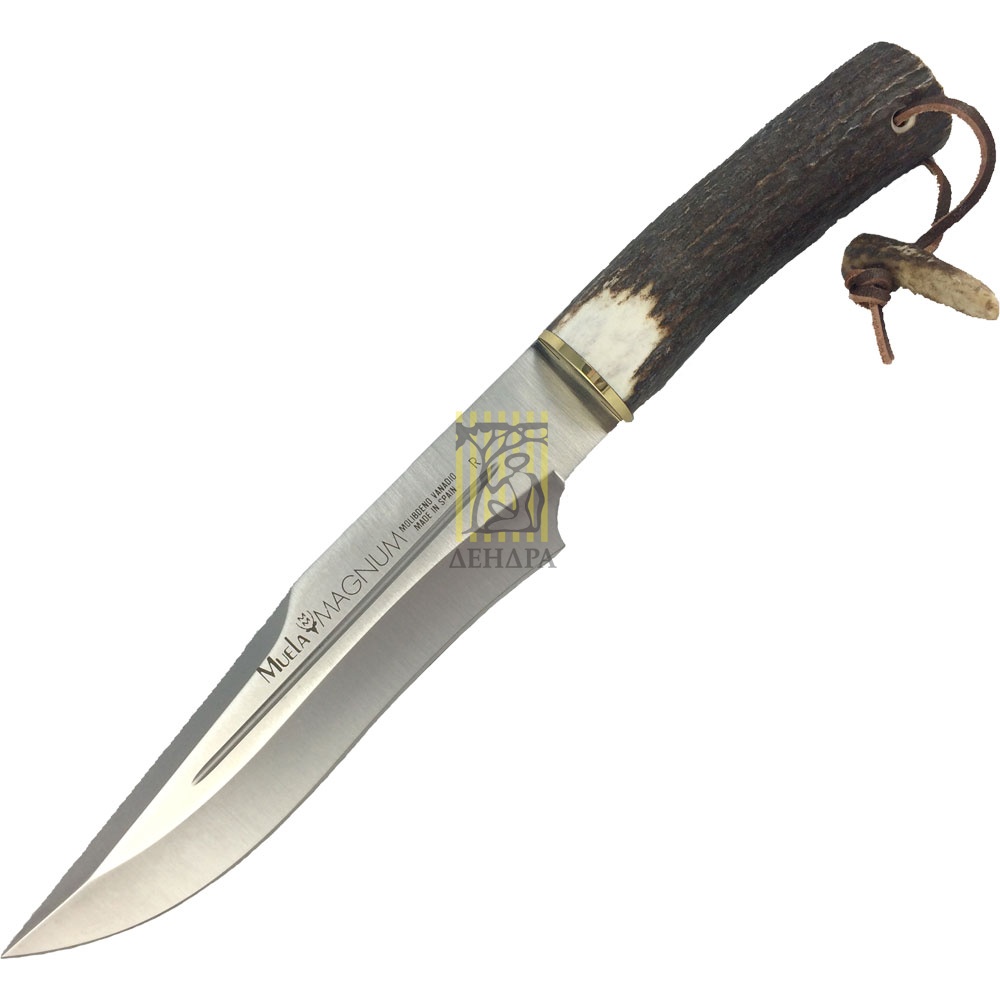 Нож "MAGNUM" с фикс клинком длиной 23 см, рукоять рог оленя, ножны кожа