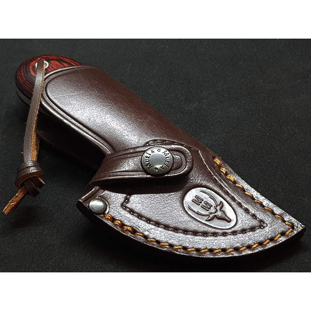 Нож-скиннер "MOUSE", клинок 6,5 см, рукоять красная микарта, ножны кожа