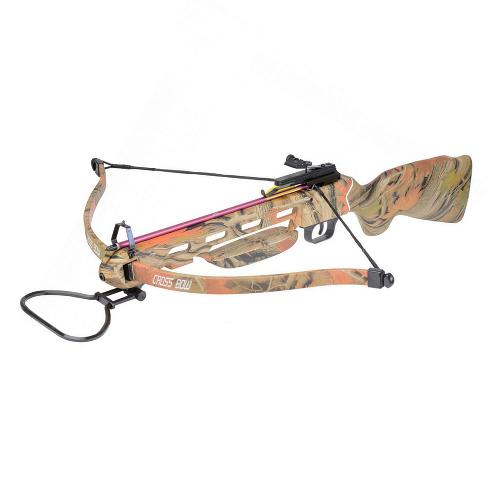 Арбалет рекурсивный силой 95Lbs, ствол алюминий, приклад дерево, 2 алюминиевые стрелы, цвет камуфляж