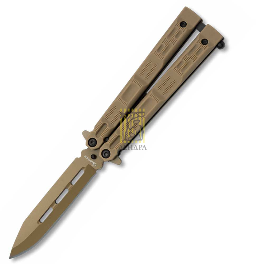 Нож складной Бабочка, длина клинка 9 см, материал клинка Stainless steel, рукоять алюминий, коричнев