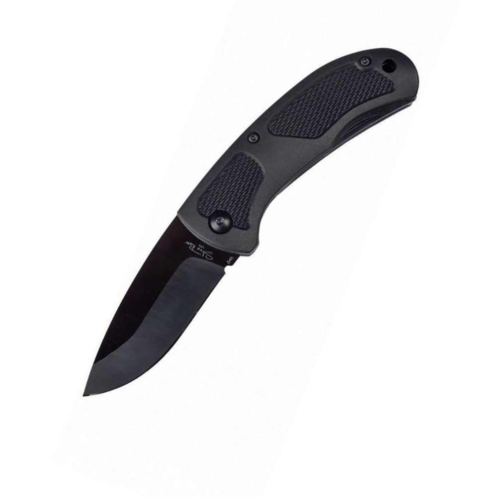 Нож туристический, клинок черн.керамика, 6,2 см, откидной защит.элемент из пластика, рукоять пластик