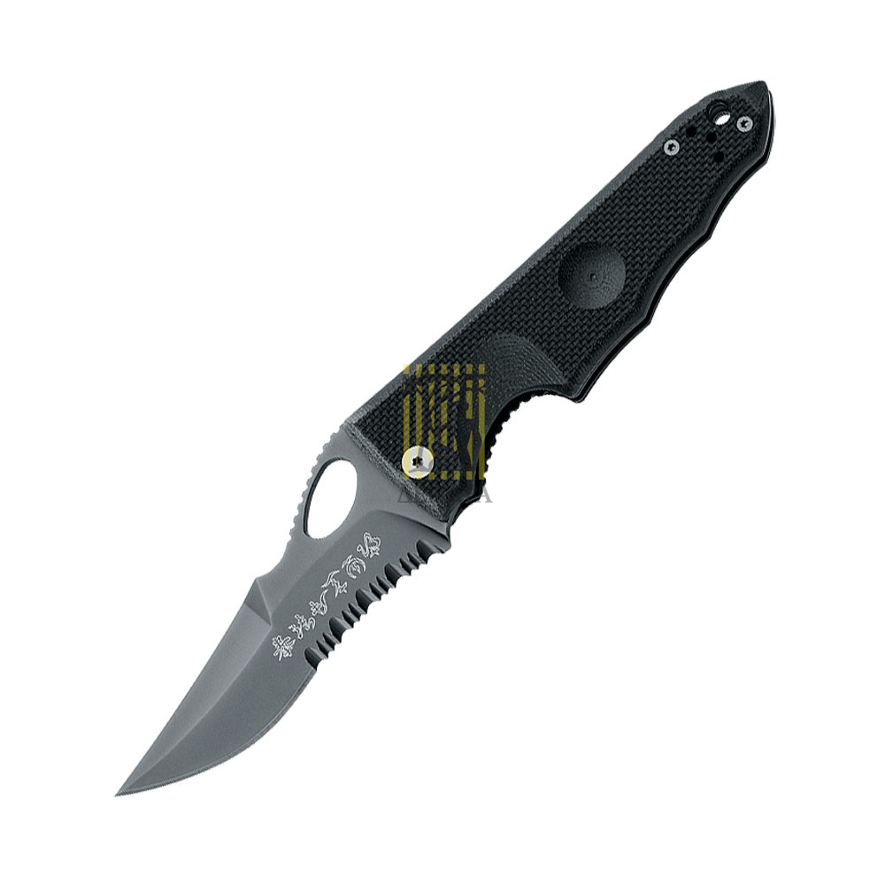 Нож "FOX BANTAY" складной, сталь N690Co, покрытие DLC, серрейтор, рукоять пластик G-10, клипса, чехо