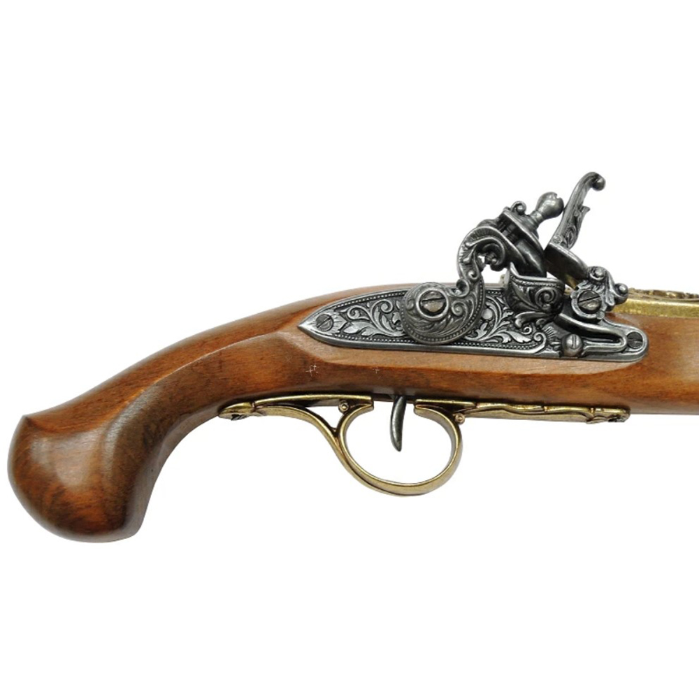 Пистолет кремневый,18век,латунь