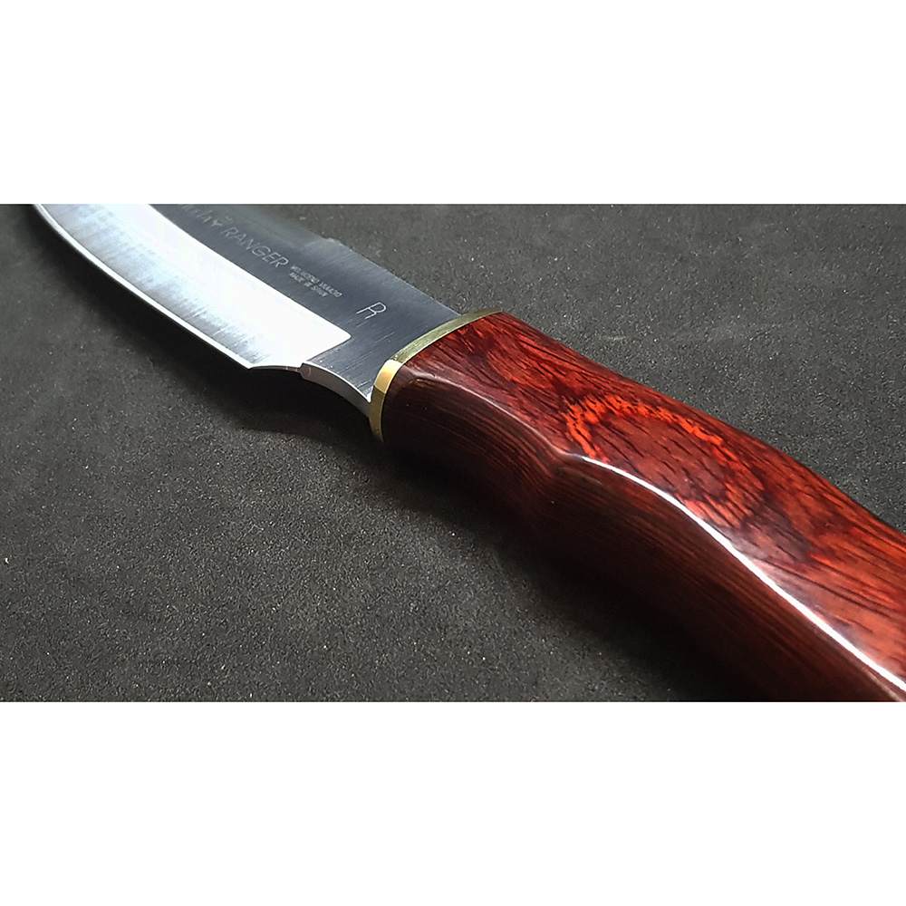 Нож "RANGER" с фикс клинком длиной 13 см, рукоять красная микарта, ножны кожа