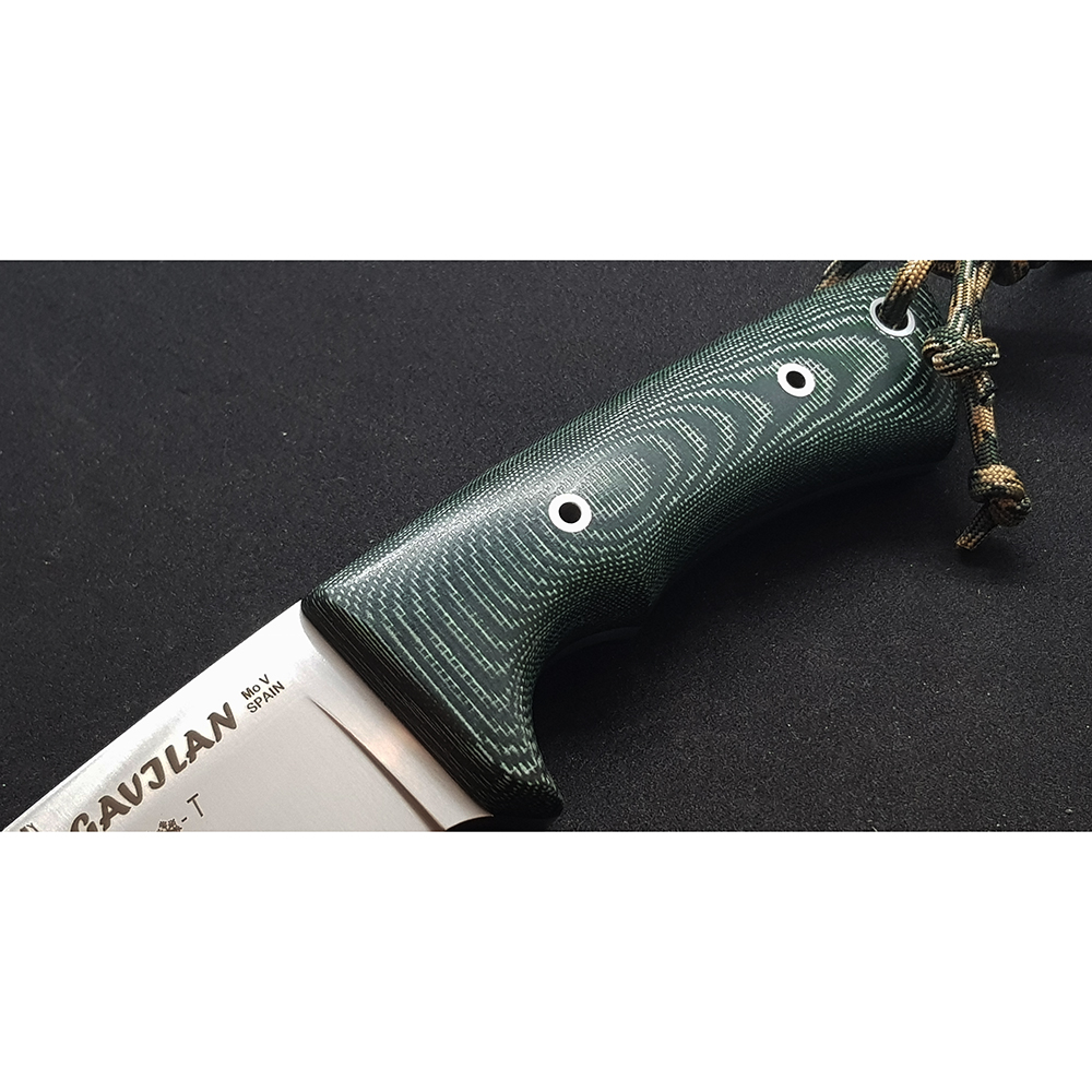Нож "GAVILAN" с фикс клинком длиной 13 см, рукоять зеленая микарта, ножны кожа