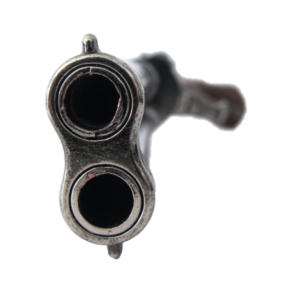 Пистолет кремневый двуствольный, репродукция с кремневым замком, из дерева и металла с имитацией гра