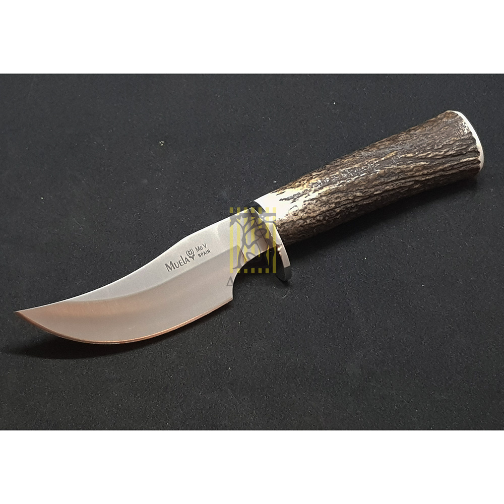 Нож "DP" с фикс клинком длиной 10 см, рукоять рог оленя, ножны кожа