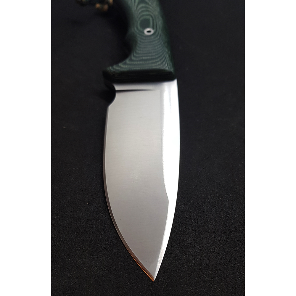 Нож "GAVILAN" с фикс клинком длиной 13 см, рукоять зеленая микарта, ножны кожа