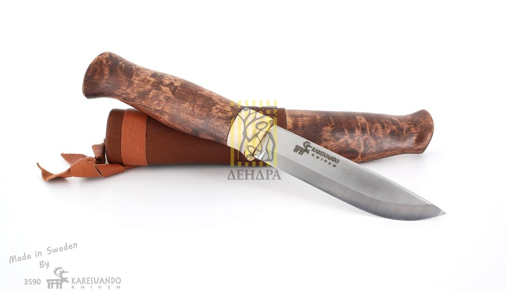 Нож "Kebne", рукоять карельская береза и рог оленя, кожаный чехол