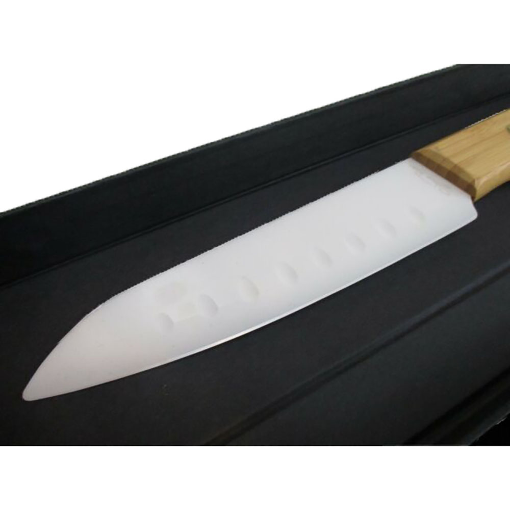 Нож-сантоку,клинок белая керамика 15,2 см, рукоять бамбук