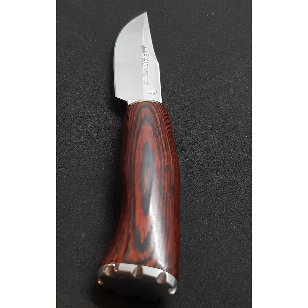 Нож "BRACO" с фикс клинком длиной 11 см, рукоять красная микарта, ножны кожа