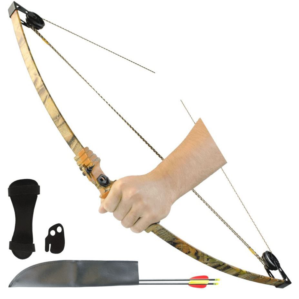 Лук блочный для начинающих, сила 10 Lbs, между осями 34", длина натяжения 24", с компл аксессуаров: