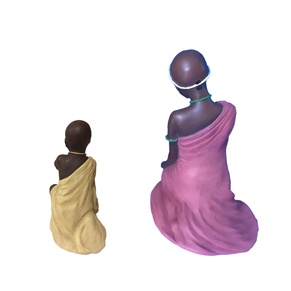 Фигурка Дети Масаи-Нафула и Ньери,сидящ,цветн,полистоун