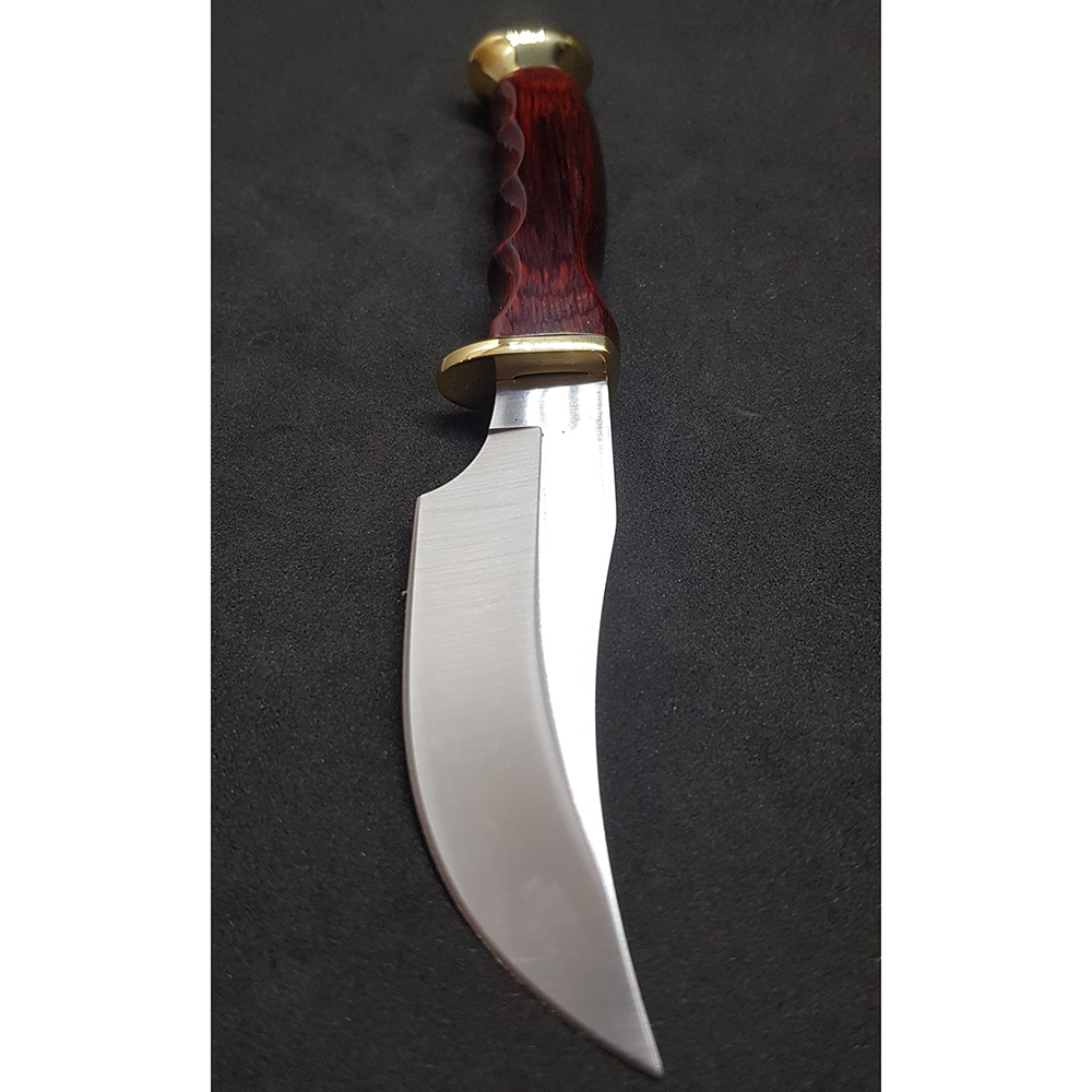 Нож "DP" с фикс клинком длиной 10 см, рукоять красная микарта, ножны кожа