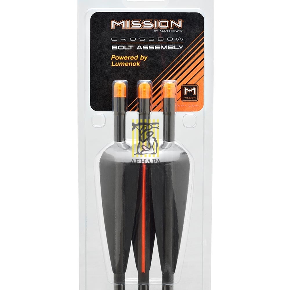 Стрелы для арбалета карбоновые, длина 24", разм.11/32, светящийся хвостовик Lumenok форма полумесяц,