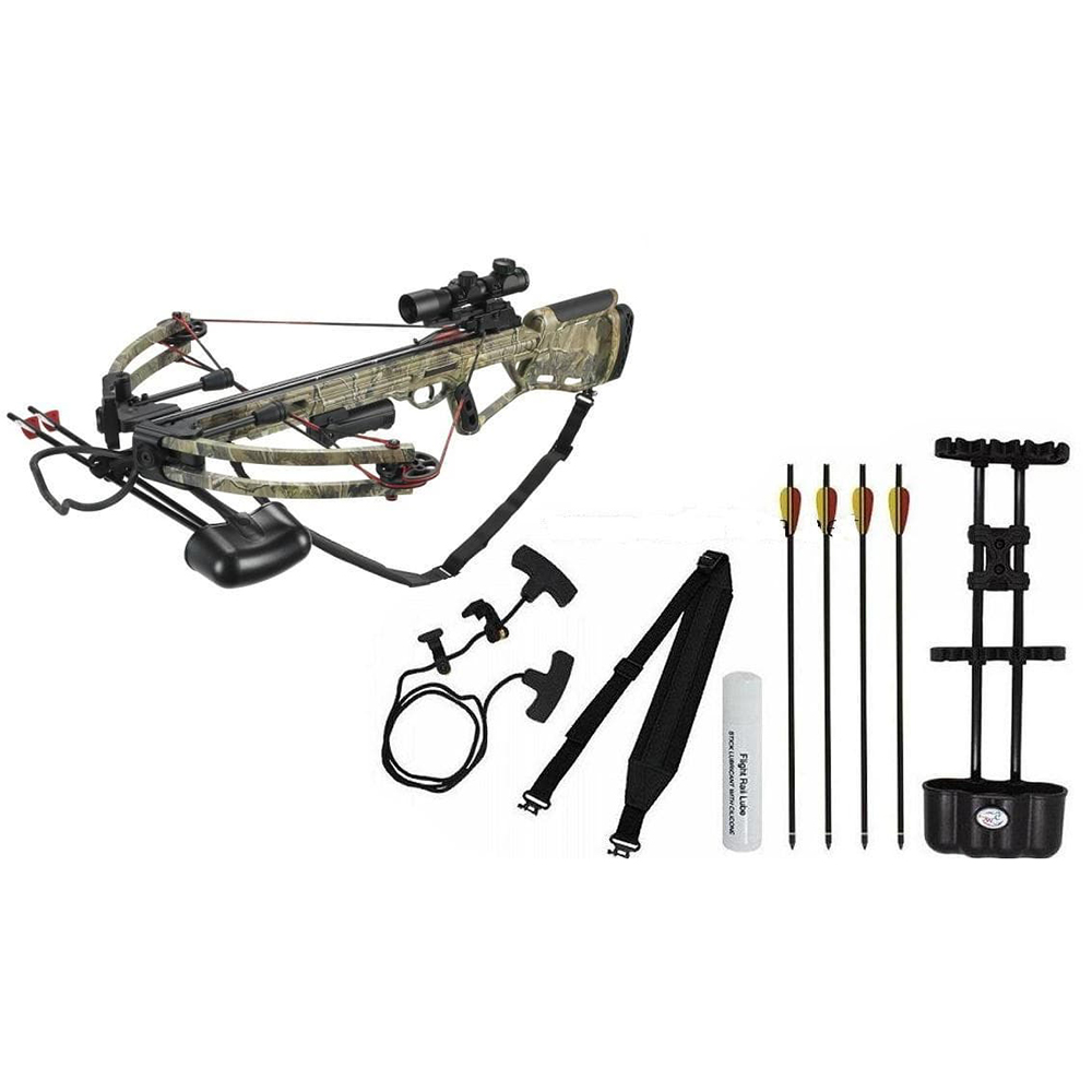 Арбалет блочный, приклад пластик, плечи фиброглас, начальная скорость 325 фут/сек, сила 95 Lbs, длин