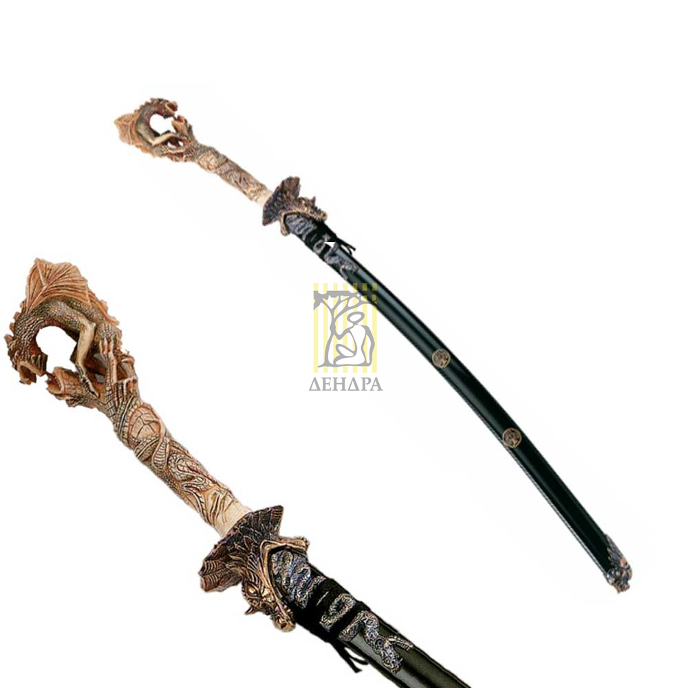 Катана 2 дракона, ножны черные