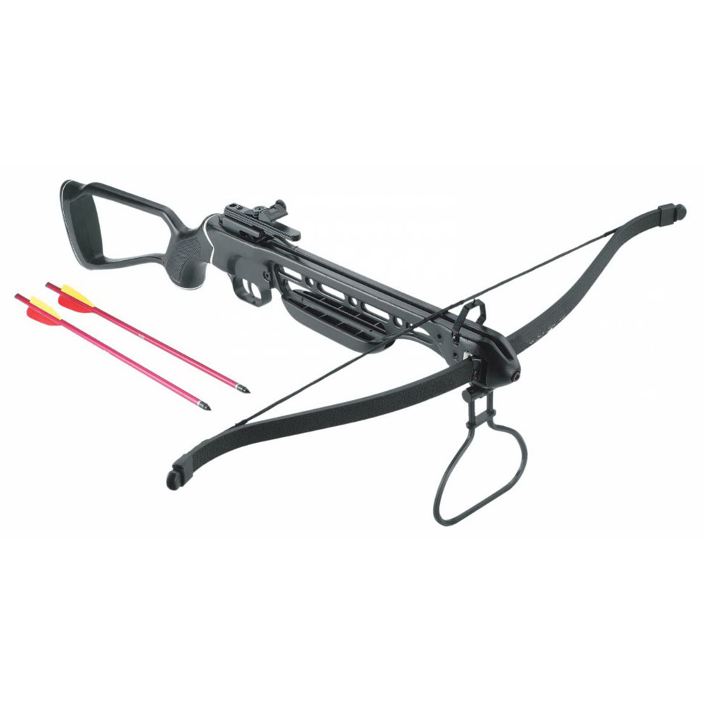 Арбалет рекурсивный силой 95Lbs, приклад и ствол алюминий, 2 алюминиевые стрелы, цвет черный