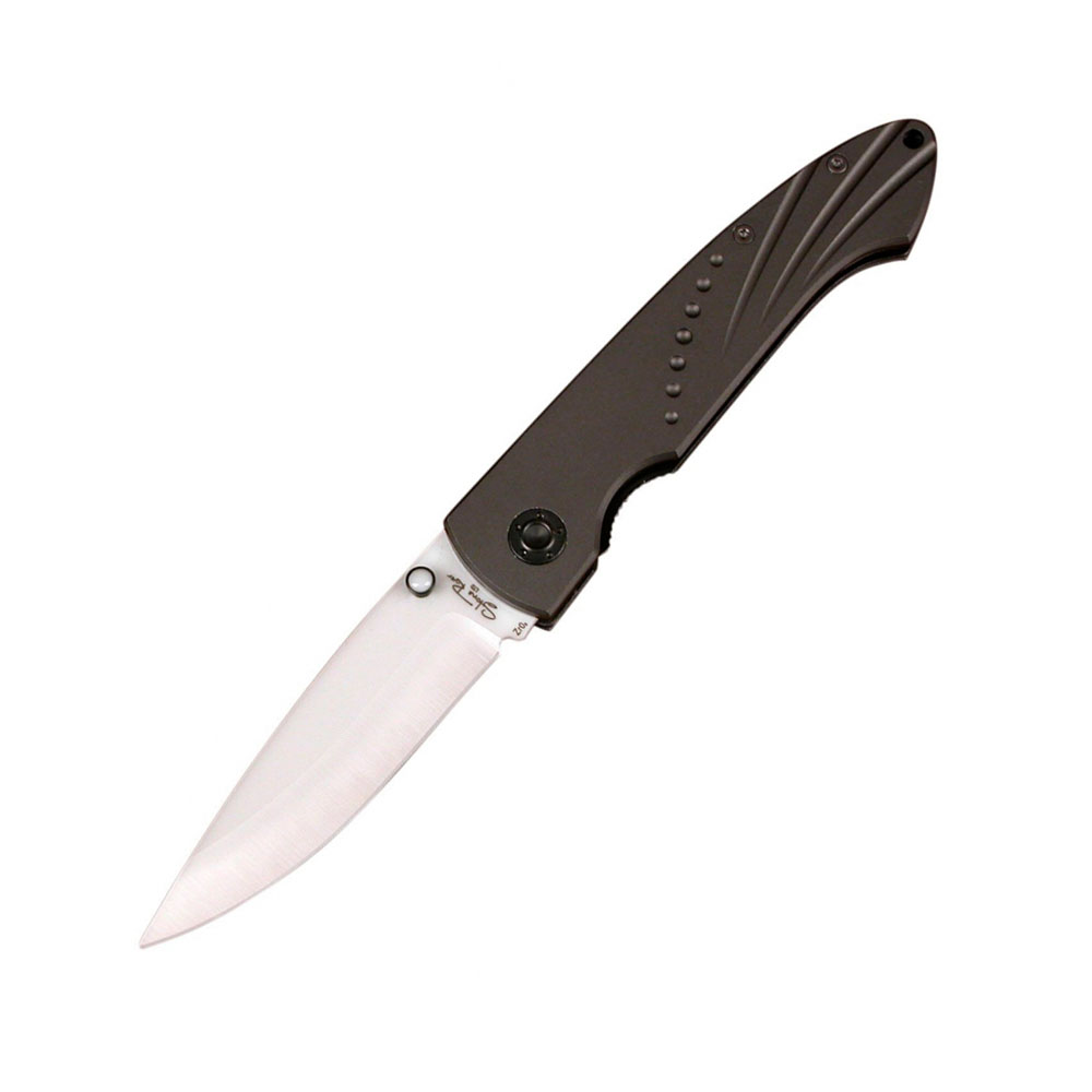 Нож складной,клинок белая полиров.керамика, 8,3 см, рукоять алюминий с титановым покрытием