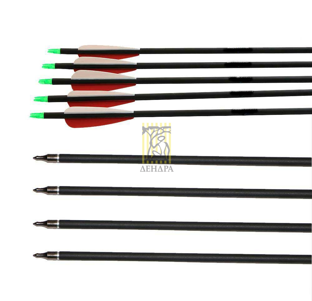 Стрела для лука, материал карбон, длина 30", резиновое оперение 4", алюминиевым инсерт, спортивный н