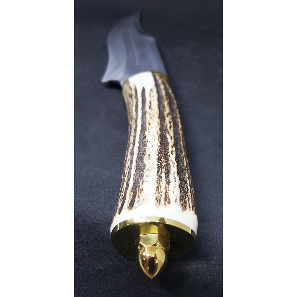 Нож "LOBO" с фикс клинком длиной 23 см, рукоять рог оленя, ножны кожа