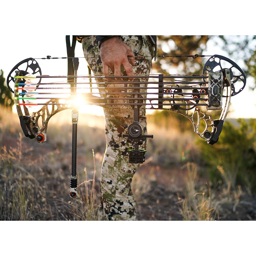 Лук блочный TRIAX, начальная скорость 343 фут в сек, расстояние между осями 28", база 6", сила 60 lb